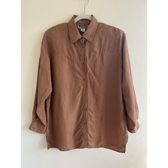Vintage Wanted by Beads Beautiful Western Shirt 100% Silk M - Picture 1 of 5